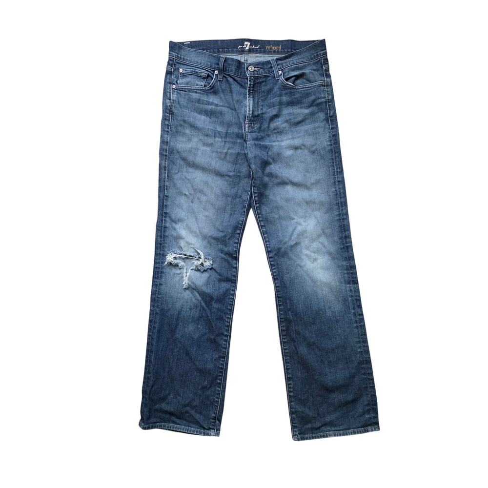 7 For All Mankind Jeans Men’s 34 Relaxed Fit Button Distressed